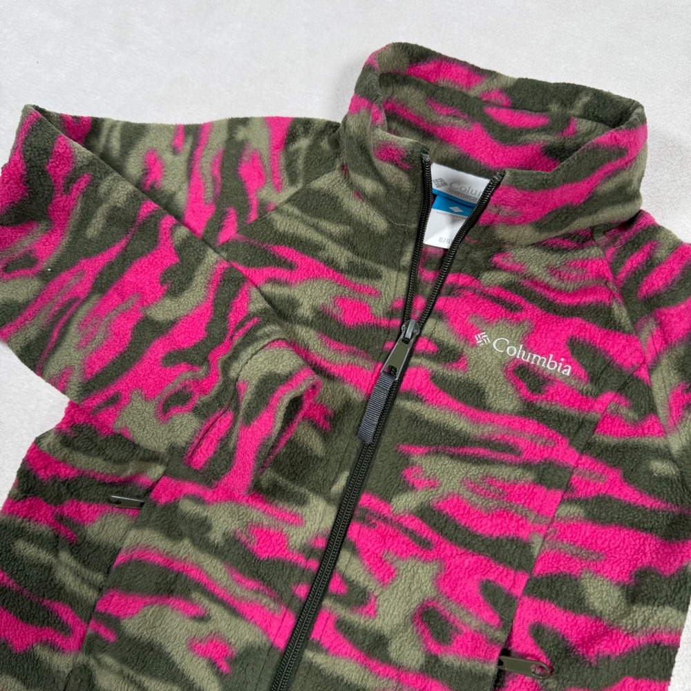 Columbia Kids Fleece Jacket Size 6X Pink Camo Zip Up Outerwear
